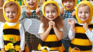 Dzieci przebrane za pszczoły